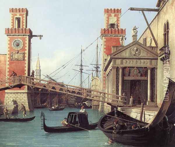 View of the Entrance to the Arsenal (detail) Oil Painting - (Giovanni Antonio Canal) Canaletto