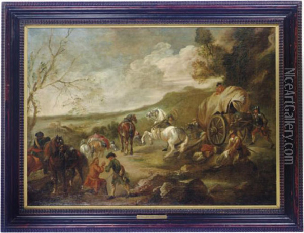 Ambush On A Country Road Oil Painting - Pieter van Bloemen