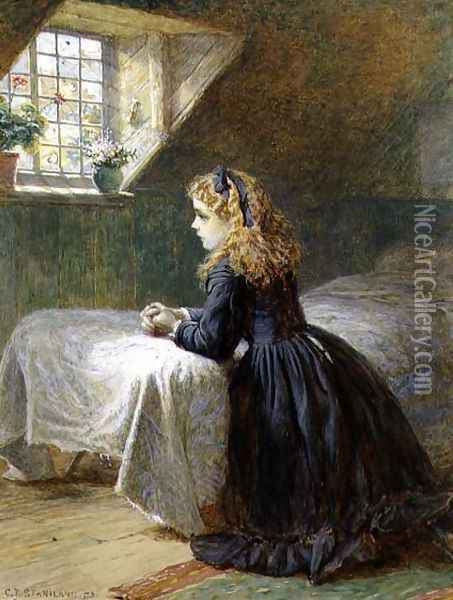 Morning Prayers, 1873 Oil Painting - Charles J. Staniland