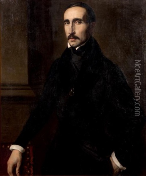 Portrait De M. Fw? Oil Painting - Louis Boulanger