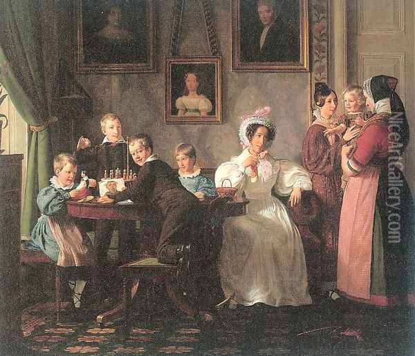 The Waagpetersen Family 1836 Oil Painting - Nicolai Wilhelm Marstrand