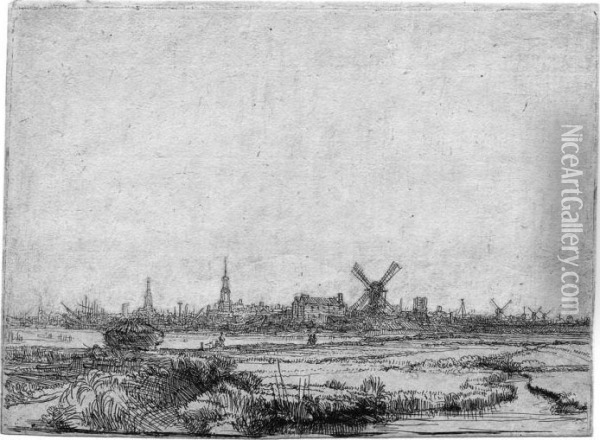 Ansicht Von Amsterdam Oil Painting - Rembrandt Van Rijn