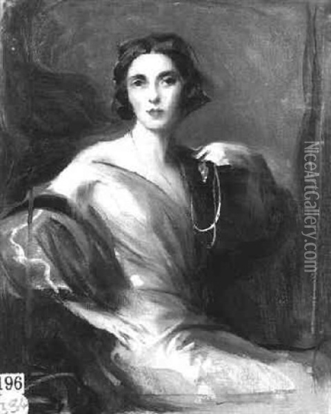 Mrs. Battine, Nee Miss Audrey Magee Oil Painting - Philip Alexius De Laszlo