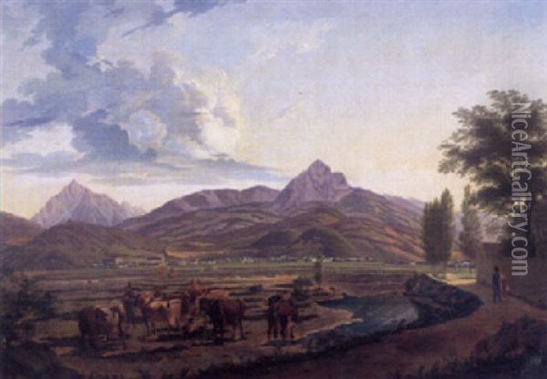 Landschaft Bei Innsbruck Oil Painting - August Bromeis