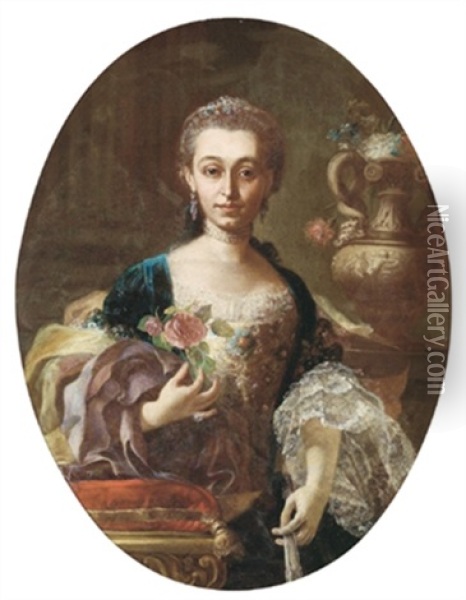 Ritratto Della Principessa Di Bisignano(?) Oil Painting - Giuseppe Bonito