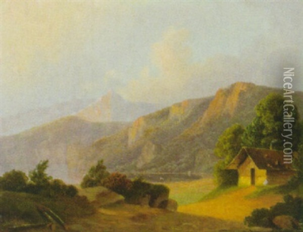 Hutte Am Alpensee Oil Painting - Wilhelm Themer