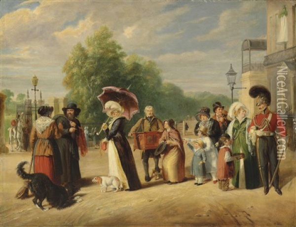 Hyde Park Corner With The Duke Of Wellington's Regiment Oil Painting - Charles Cranmer Jr.