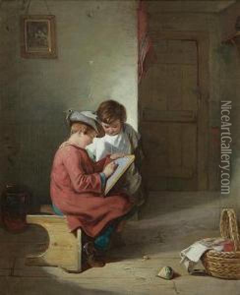 The Drawing Lesson Oil Painting - Robert Thorburn Ross