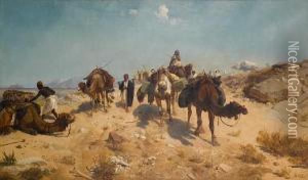 Bedaween Caravan, Sinai Oil Painting - Richard Beavis
