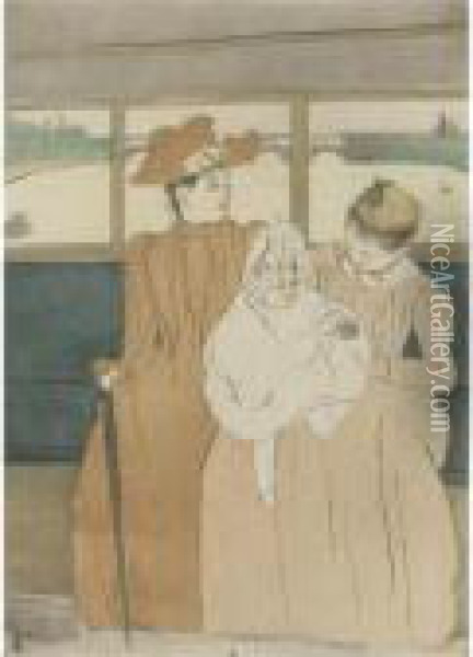In The Omnibus (breeskin 145; Mathews & Shapiro 7) Oil Painting - Mary Cassatt