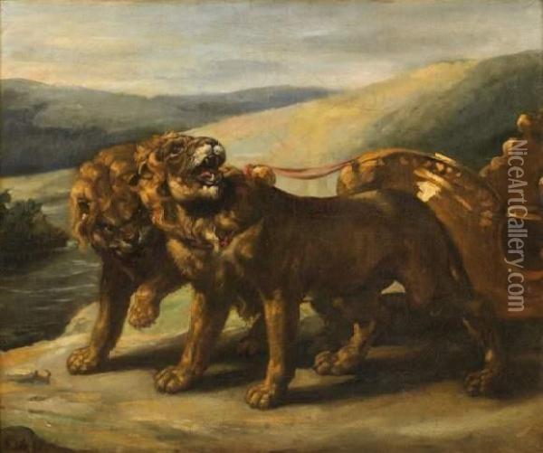 Deux Lions Oil Painting - Theodore Gericault