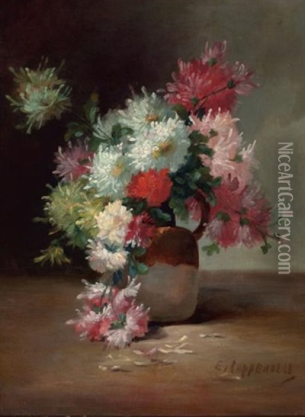 Bouquet Of Dahlia Oil Painting - Edmond Van Coppenolle