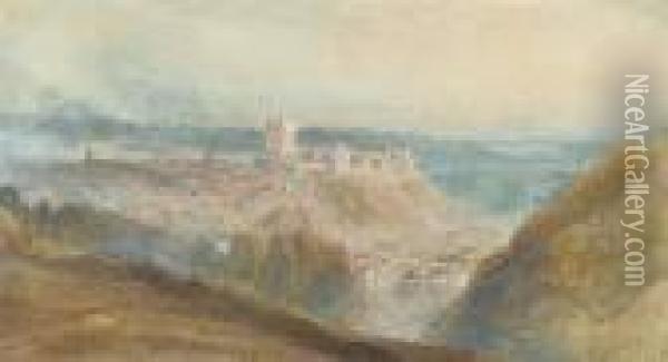 Richmond Castle, Yorkshire Oil Painting - Myles Birket Foster