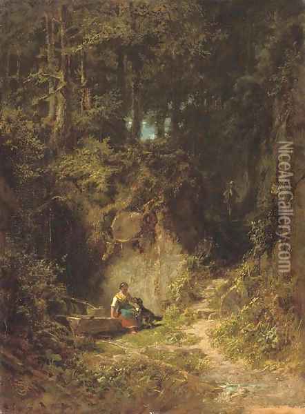Waldlandschaft (Woodland landscape) Oil Painting - Carl Spitzweg