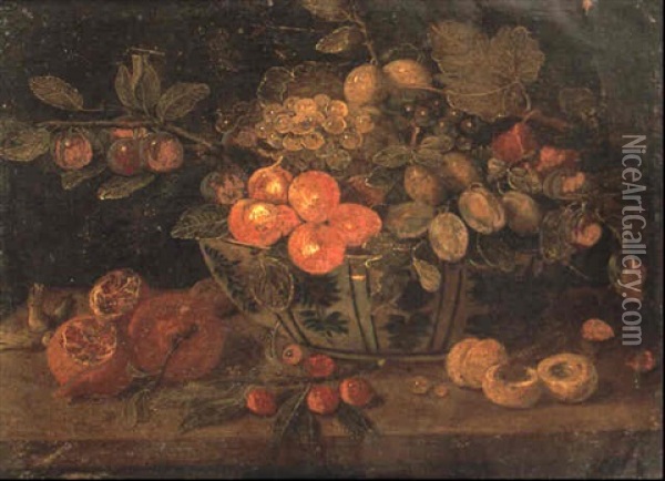 Fruits Dans Une Coupe En Porcelaine De Chine Oil Painting - Jan van Kessel the Elder