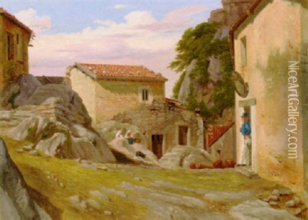 Varm Sommerdag I Cervarro, Italien Oil Painting - Peter (Johann P.) Raadsig