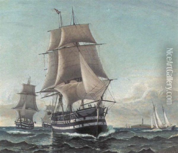 En Eskadre Sejlskibe Oil Painting - Carl Ludwig Bille