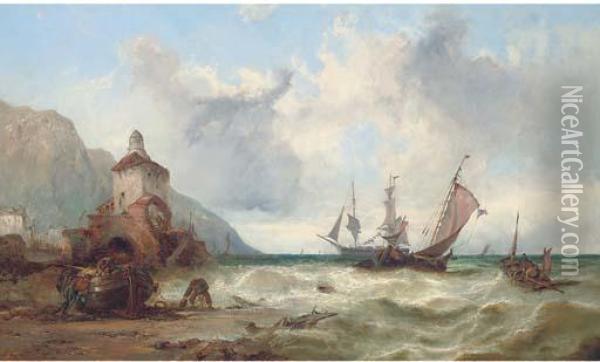 A Freshening Breeze Off The Normandy Coast Oil Painting - James Burrell