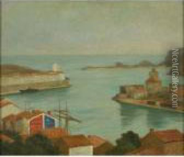 Overlooking Port Vendres Oil Painting - Bonny Rupert