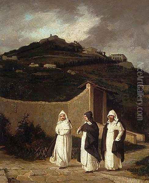 Dominicans. A Convent Garden, near Florence Oil Painting - Elihu Vedder