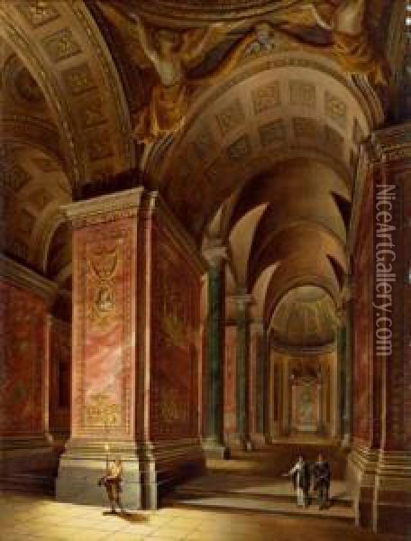 Interno Di Chiesa Barocca Con Figure Oil Painting - Johann Ludwig Ernst Morgenstern