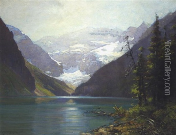 Victoria Glacier, Lake Louise Oil Painting - Frederic Marlett Bell-Smith
