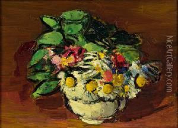 Blumen In Vase Oil Painting - Anton Faistauer