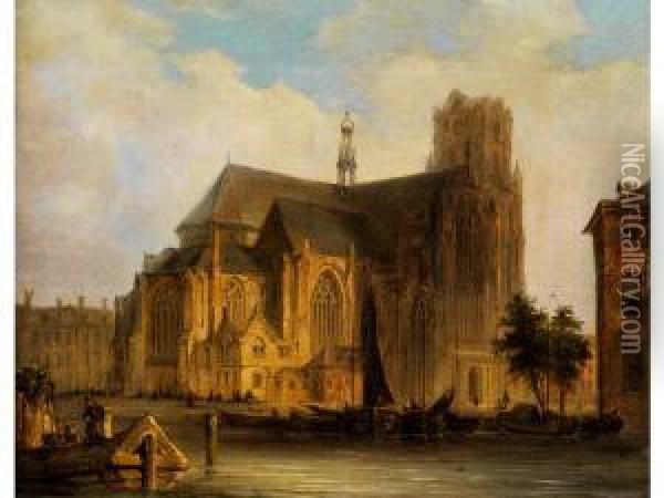 Ansicht Einer Hollandischenkirche Oil Painting - Jan Simon Voddigel