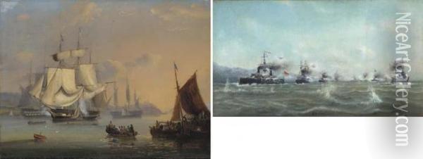 The Arrival Of The Fleet Oil Painting - John Wilson Carmichael