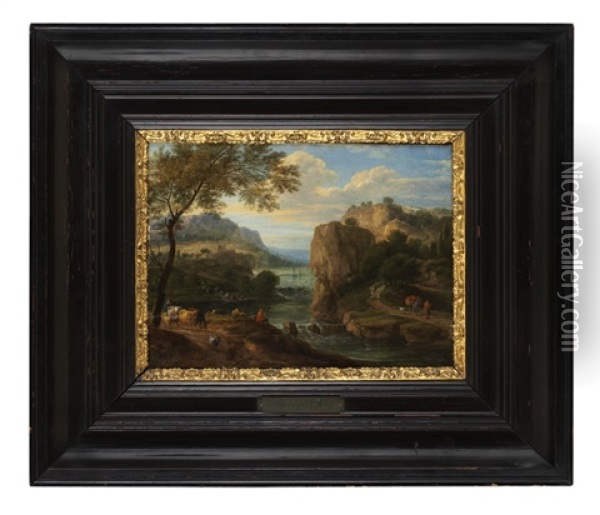 Landskap Med Figurer Oil Painting - Adriaen Frans Boudewyns the Elder