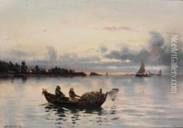 Garnfiskere 1888 1888 Oil Painting - Frithjof Smith-Hald