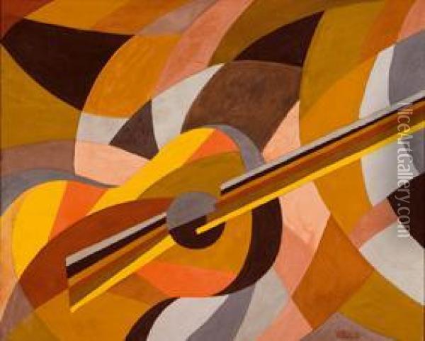 Guitarra Oil Painting - Virgilio Vallmajo