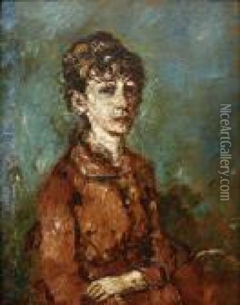 Lady's Portrait Oil Painting - Adolphe Joseph Th. Monticelli