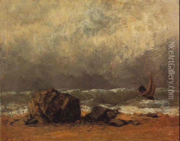 Marine, Gros Temps Oil Painting - Gustave Courbet