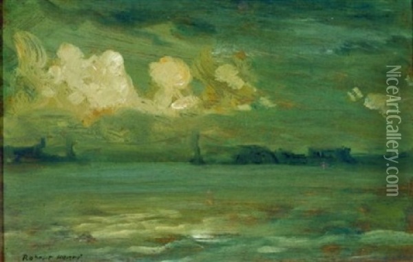 Cumulus Clouds Over East River Oil Painting - Robert Henri