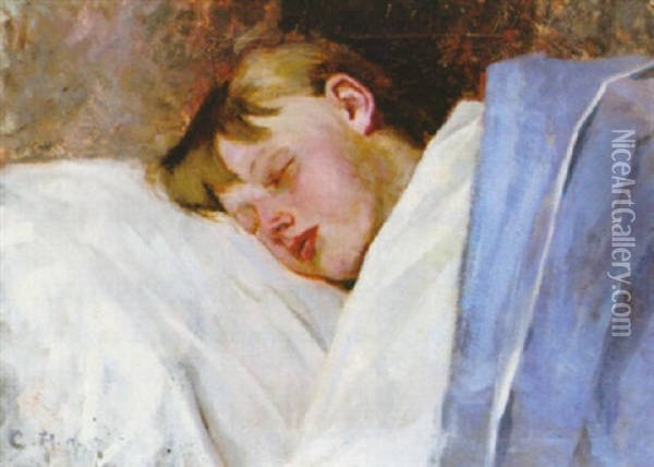 Sovande Pojke Oil Painting - Caleb Althin