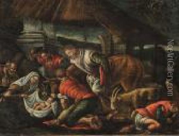 Adorazione Dei Pastori Episodio Biblico Oil Painting - Jacopo Bassano (Jacopo da Ponte)