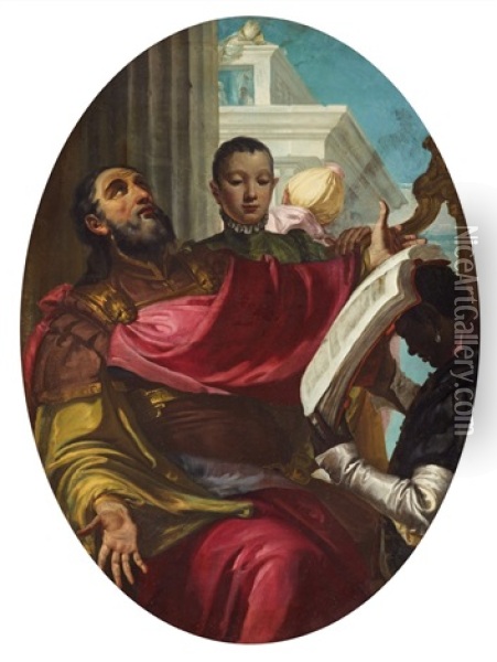King David Singing Oil Painting - Antonio Bellucci