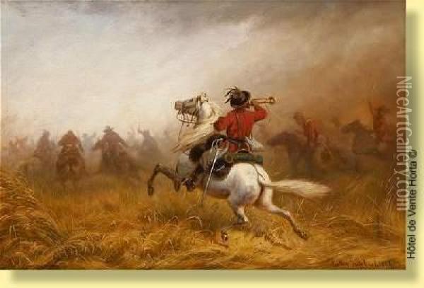 Charge De Cavalerie Oil Painting - Jules Van Imschoot