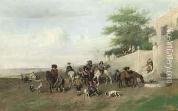 The Hunting Party Oil Painting - Alfred Ritter von Malheim Friedlander