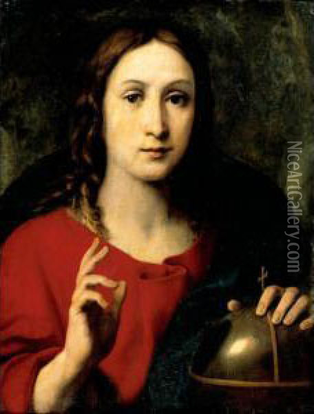 Christ As Salvator Mundi Oil Painting - Daniele Crespi