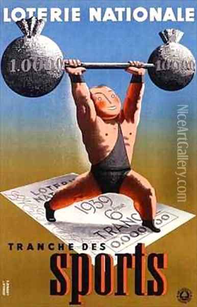 Poster advertising a French National Lottery special issue to help sports Oil Painting - Derouet-Lesacq