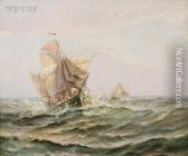 On The High Seas Oil Painting - Theodor Victor Carl Valenkamph