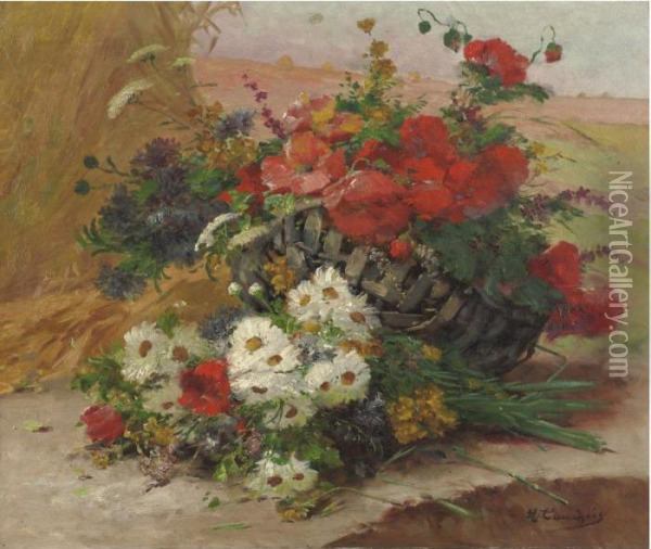 Still Life With Flowers Oil Painting - Eugene Henri Cauchois