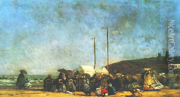 Beach at Trouville 2 Oil Painting - Eugene Boudin