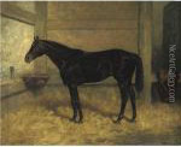 Hastings In A Stable Oil Painting - Henry Stull