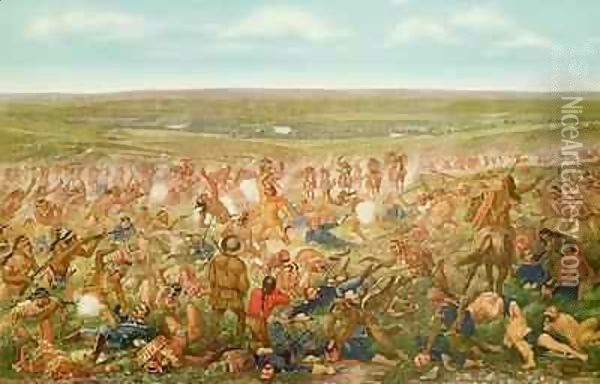 The Artist's Conception of the Battle of Little Big Horn Oil Painting - Otto Becker