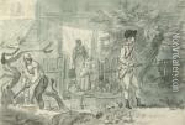 Figures At Bayswater Oil Painting - Paul Sandby