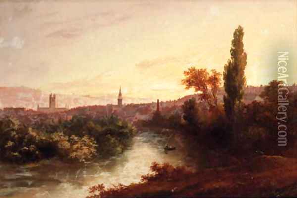 Bath from the River Avon Oil Painting - William Gill
