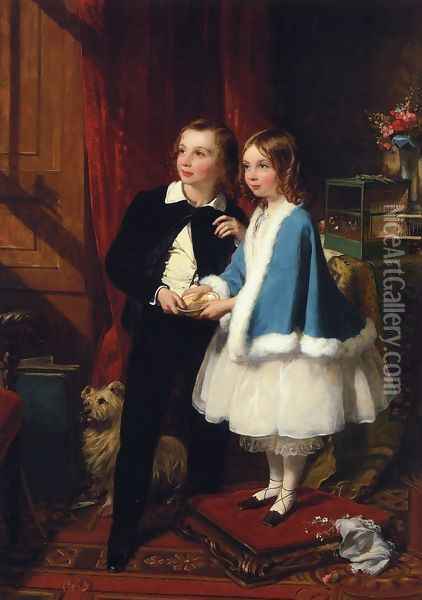 Lord Almeric Athelstan Spencer-Churchill and Lady Clementina Spencer-Churchill, the Children of George Spencer-Churchill, 6th Duke of Marlborough, and His Second Wife, Charlotte Augusta Oil Painting - James Sant
